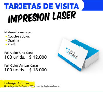 Tarjetas de Visita en Impresion Laser en Chile